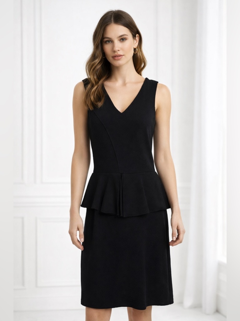 GANNI Black Peplum Dress | Designer Minimal Chic European style | Size L
